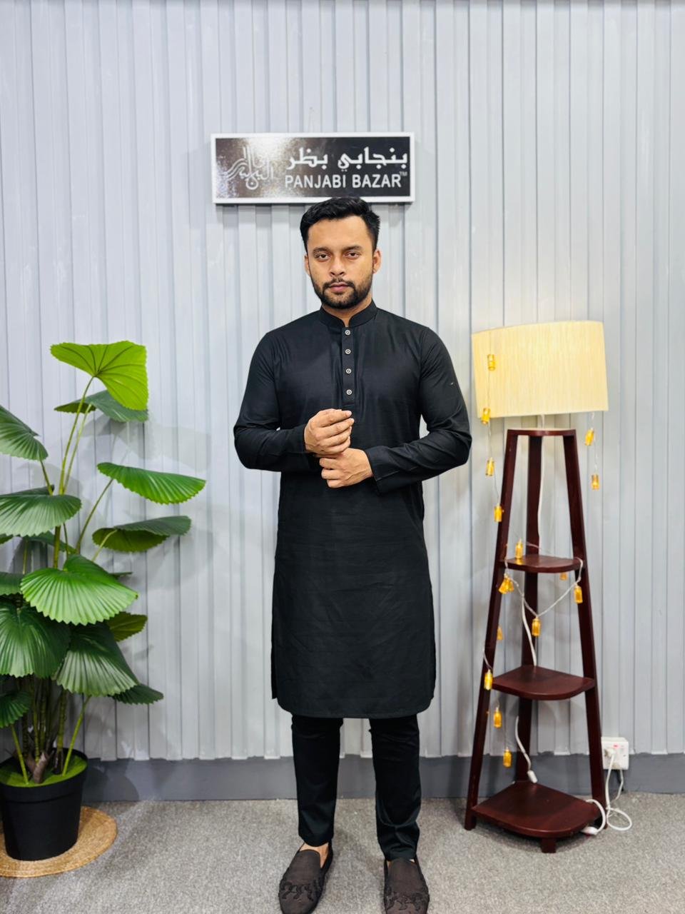 Premium Royal Cotton Panjabi and Pajama Combo | Black