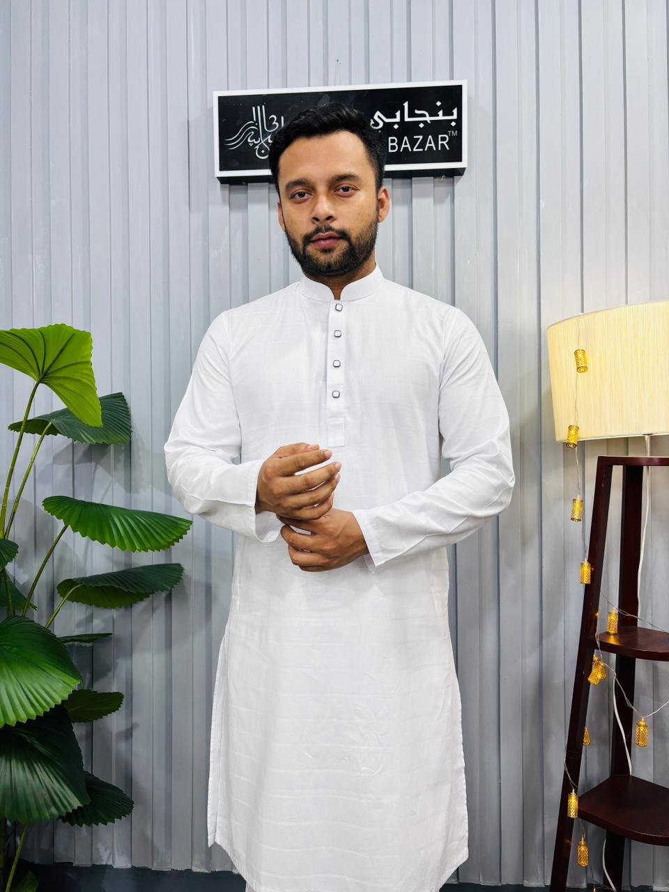 Premium Royal Cotton Panjabi and Pajama Combo | White